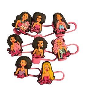 Barbie 8pc Pink and Black Stanley Straw Covers  NIP